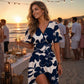 💃2026 Summer Hot Sale 50% OFF🌈Women's Ruffle Sleeve Sexy Sundress Floral V Neck Short Wrap Dress with Pockets