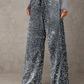 💖LAST DAY SALE 50% OFF💃Women's Sequin Sparkle Wide Leg Pants with Elastic Waistband