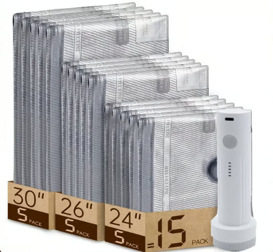 🥳2026 HOT SALE🥳💞50K+ SOLD!👵🧳 50% OFF! Cordless Vacuum Storage Set – 15 bags, 140L/min pump. Shrinks clothes, saves space. Waterproof & reusable. Holiday essential. 🎒⚡