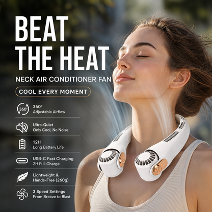 🍃 Neck Air Conditioner Fan – Ultra‑quiet, 360° rotating, 3 speeds. Hands‑free cooling, long battery. Summer essential! 😎🌬️