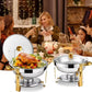 🧑‍🍳The same as in a five-star buffet restaurant🍽️Stainless Steel Chafing Dish Buffet Set 5QT with Fuel Can Rack, Gold Food Warmer for Parties