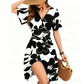 💃2026 Summer Hot Sale 50% OFF🌈Women's Ruffle Sleeve Sexy Sundress Floral V Neck Short Wrap Dress with Pockets