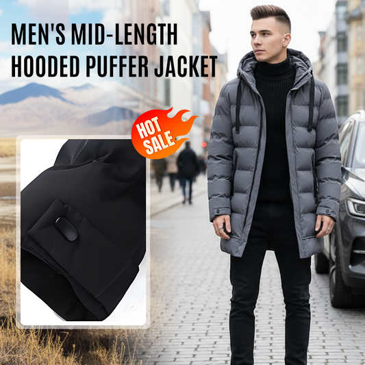 🔥Men's Mid-Length Hooded Puffer Jacket🔥Free Shipping