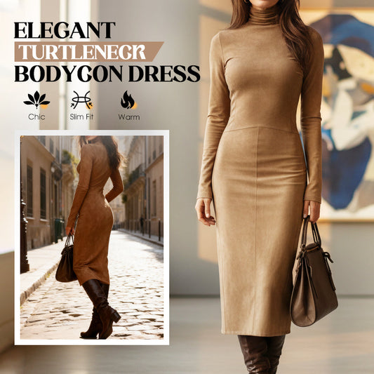 🎁Meet Christmas 40% OFF🎄|Elegant Turtleneck Long-Sleeve Bodycon Dress