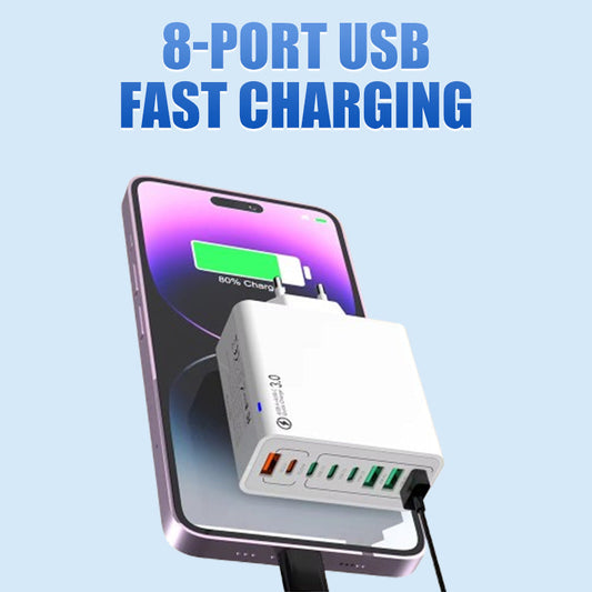 📢📢50%  OFF !! ⏰8-Port USB Fast Charging Mobile Phone Charger