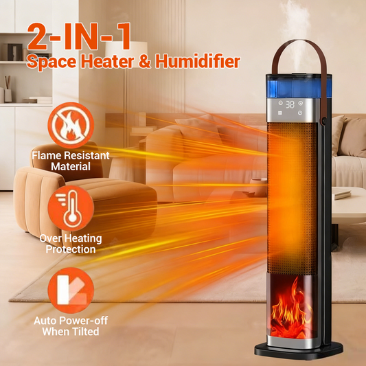 🔥Indoor heater, with 3 light colors, adjustable thermostat with remote control, tip-over protection Indoor heater, with 3 light colors, adjustable thermostat with remote control, tip-over protection