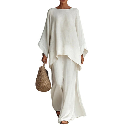 🍃Women's Loose Fit Long Sleeve Top & Wide Leg Pants Set