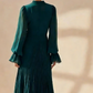 Women's Keyhole Neckline Ruffled Midi Dress