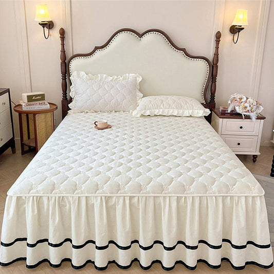 Washed Cotton Ruffle Bed Skirt with Pillow Sham