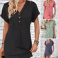 👗 50% OFF NOW! ⏰ Women's Fashion V-Neck Button Dress – Timeless Solid Colors, Soft Fabric & Rolled Sleeves – Flattering, breathable & perfect for work, brunch or summer days 🌸
