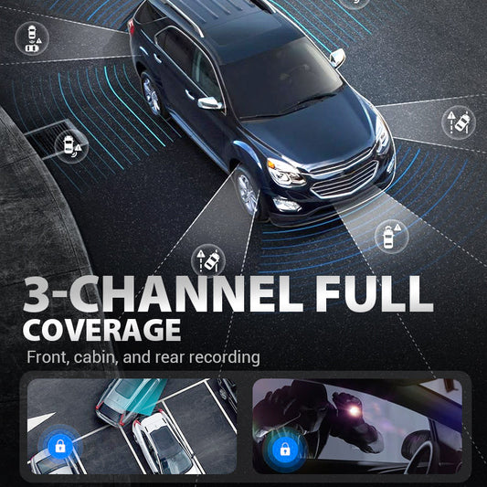 🚗 HOT SALE! ⚡3-Channel 1080P Dash Cam with Rotatable Lenses - 24hr All-Weather Monitoring, Clear Night Vision, Wide Angle, Loop Recording & Easy Install 📹