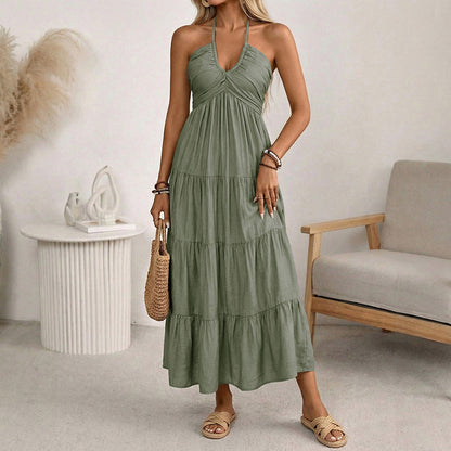 👗2026 New Arrivals 55% OFF💥💃Women's Halter Neck Backless Tiered Maxi Dress