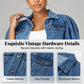 📢📢Last Day-50% OFF!!⏰ Women's Puff Short Sleeve Cropped Denim Jacket