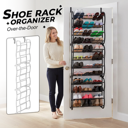 👟50% OFF NOW! 🏆Over-the-Door Shoe Rack Organizer – 24 pockets & tool-free install – Fits standard doors, holds up to 24 pairs🚪✨