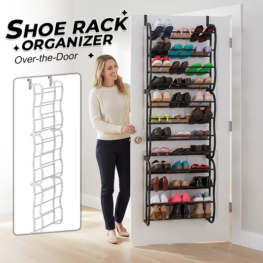 👟50% OFF NOW! 🏆Over-the-Door Shoe Rack Organizer – 24 pockets & tool-free install – Fits standard doors, holds up to 24 pairs🚪✨