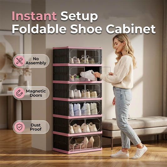 👟 50% OFF NOW! 🗄️ Foldable & Stackable Shoe Cabinet with Clear Doors – Space-saving & dustproof – See-through design, easy access – perfect for entryway, closet or small spaces 🏠