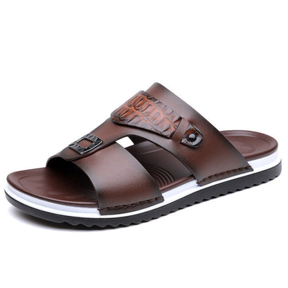 Men's Faux Leather Slip-On Sandals
