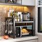 🧰Expandable Microwave Rack – Adjustable, 75kg Capacity, Hooks Included