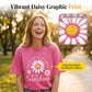 Unisex Vintage Washed Daisy Print Loose Fit T-Shirt