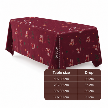 📢📢50% OFF !! ⏰Printed Christmas Tablecloth Festive Holiday Party Table Cover for Home Decoration