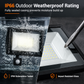 50W Outdoor LED Flood Light with Smart PIR Motion Sensor and Remote Control IP66 Waterproof Aluminum Security Light