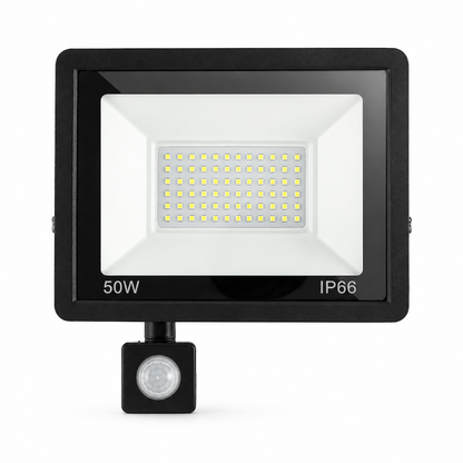 50W Outdoor LED Flood Light with Smart PIR Motion Sensor and Remote Control IP66 Waterproof Aluminum Security Light
