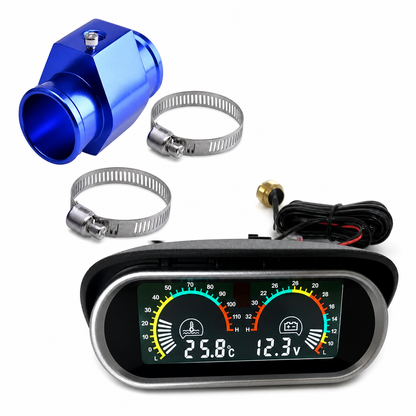🔥Time-Limited Special💥Dual Water Temp & Volt Gauge: 12V/24V, LCD Display, Brass Sensor, Universal